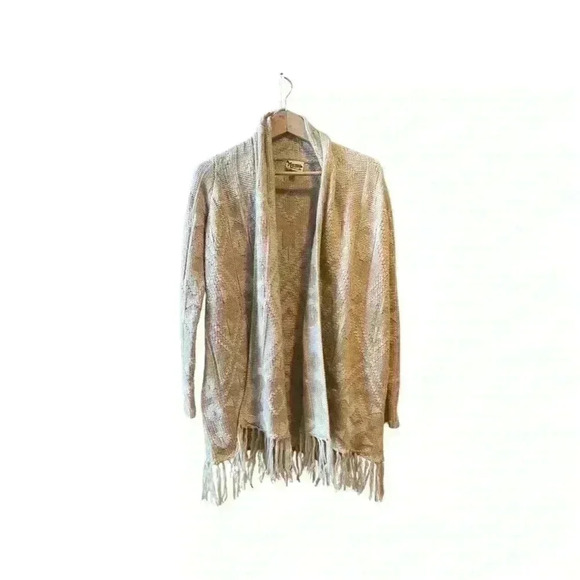 Show Me Your Mumu Taupe/Neutral Aztec Print Waterfall Front Cardigan - Picture 1 of 7